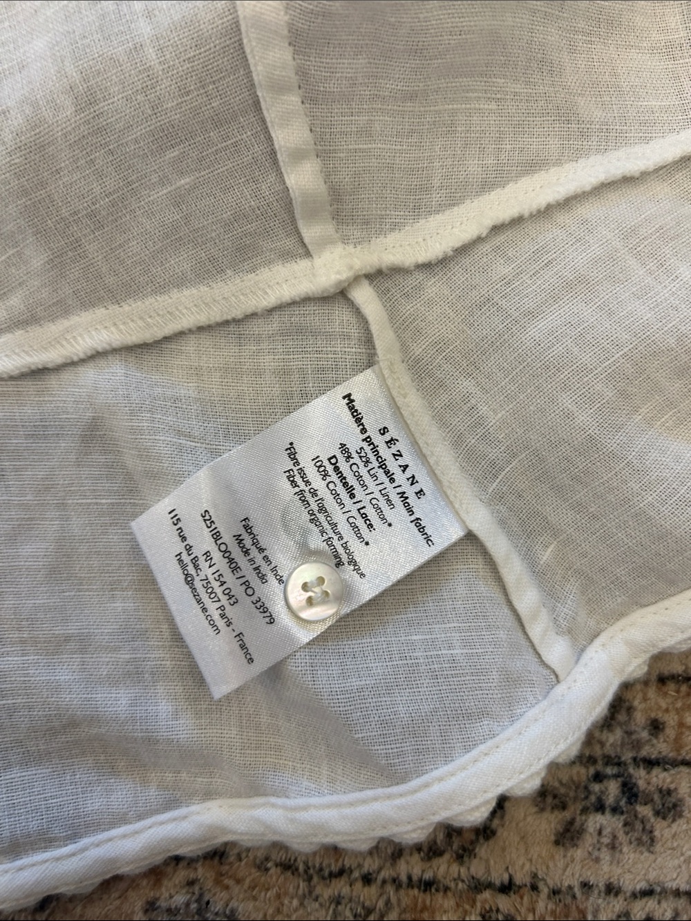 Sézane White Linen Lace-Trim Tank Top - Picture 6 of 8